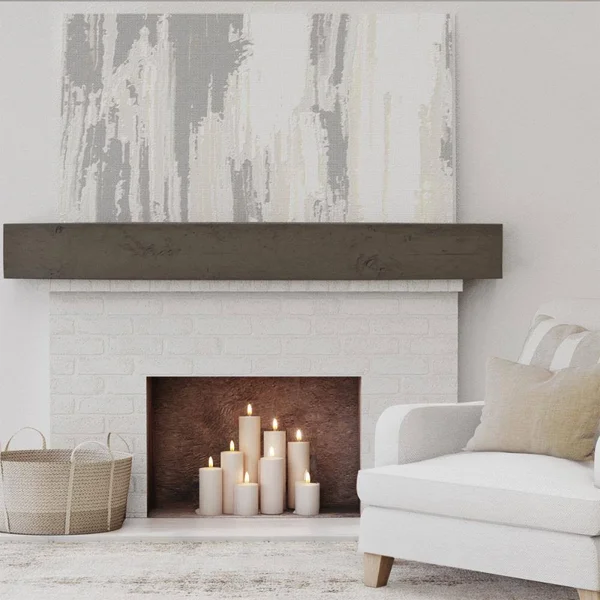 Ekena Millwork MANUKP06X08X72ZW 6x22H x 8x22D x 72x22W Knotty Pine Faux Wood Fireplace Mantel, Premium Walnut
