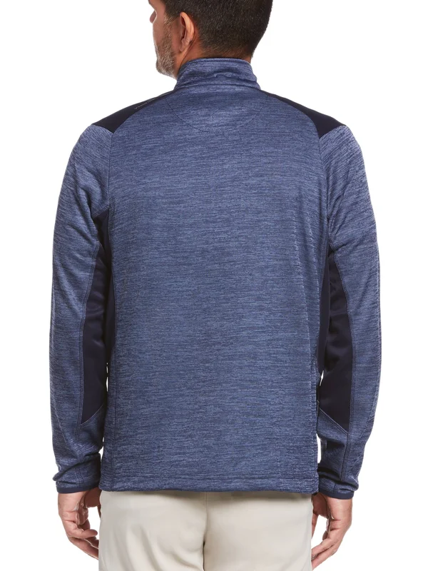 Callaway Men's Dual Action Aquapel Block Swing Tech 1/4 Zip Pullover - Peacoat Heather Blue, Size Medium, 100% Polyester