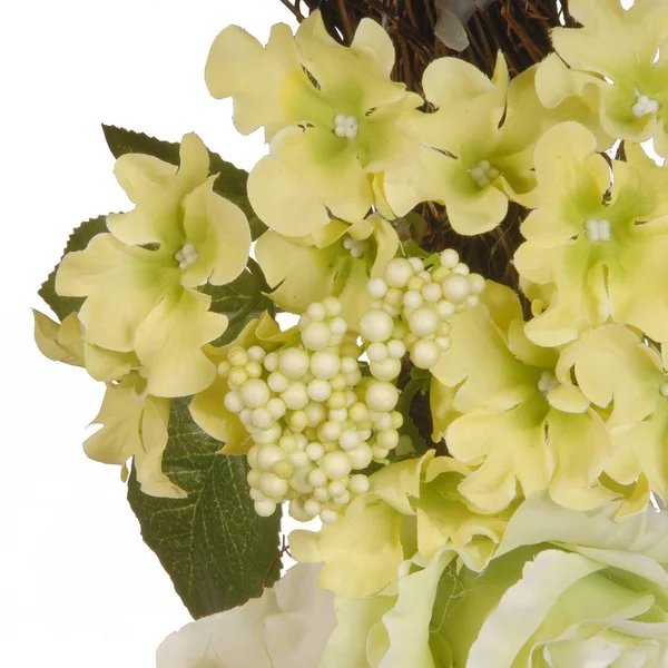 National Tree RAS-15546W24G 24x22 Green & Cream Rose Wreath