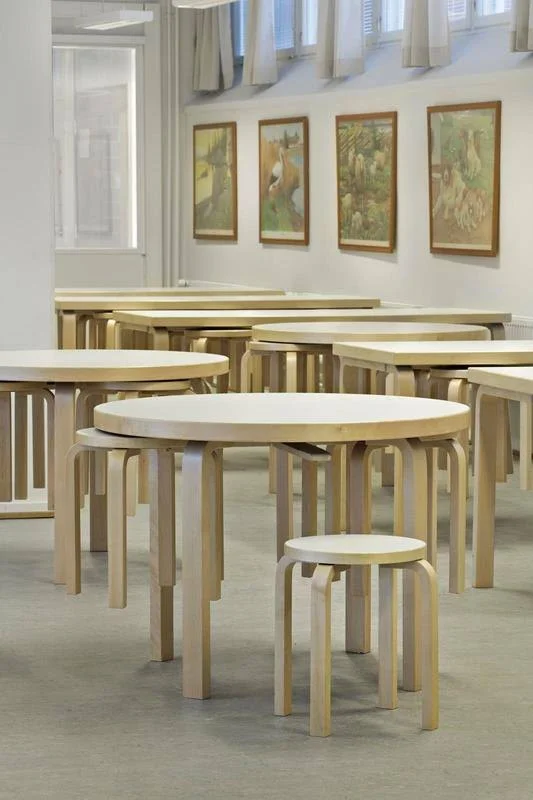 Artek Aalto Stool E60, Blue - Birch