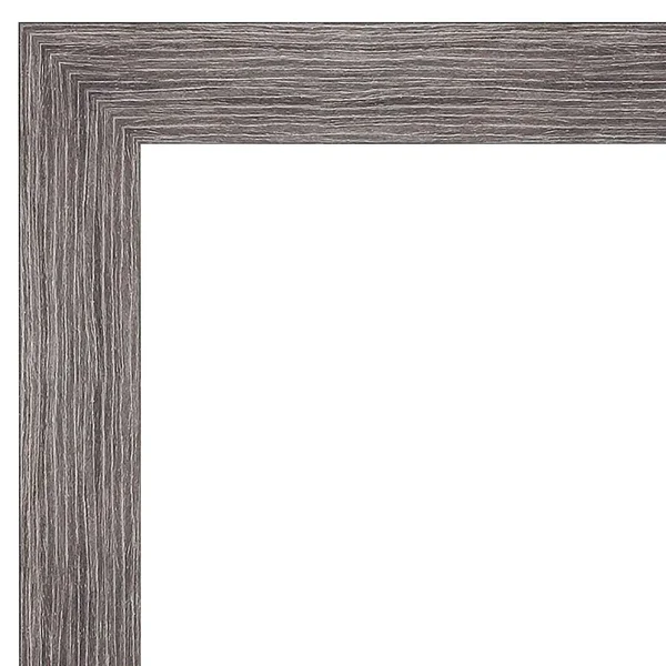 Amanti Art Pinstripe Plank Framed Wall Mirror in Grey