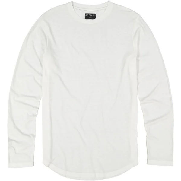 Goodlife Men's Tri-Blend L/S Scallop Crewneck T-Shirt - White