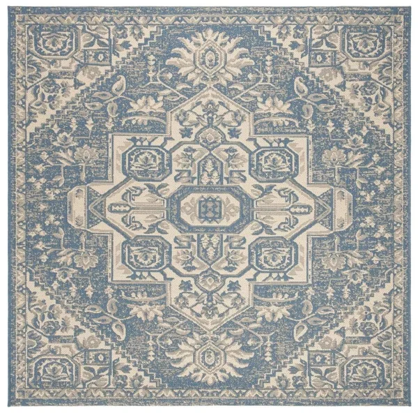 Safavieh Beach House Thea Indoor/ Outdoor Rug - 6&7x22 x 6&7x22 Round - Cream/Blue