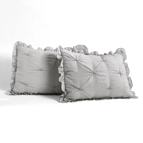 Lush Decor Ravello Pintuck Ruffle Skirt Bedspread Light Gray Set Queen
