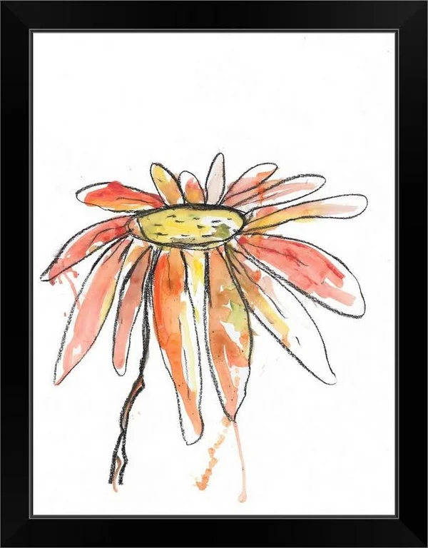 Red Modern Botanical, Black Framed Wall Art, 18x24, Great Big Canvas