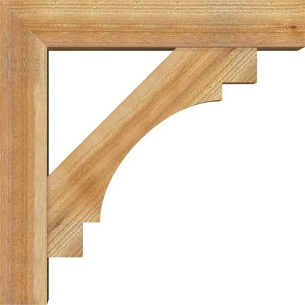 Ekena Millwork 1463049 6x22W x 26x22D x 26x22H Merced Block Rough Sawn Bracket w/ Offset Brace, Western Red Cedar
