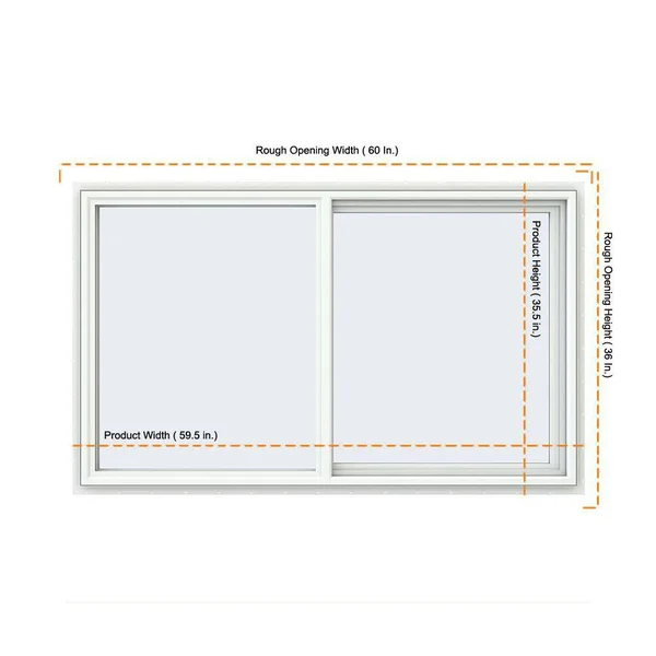 JELD-WEN CX2096 59.5 in. x 35.5 in. V-4500 Series White Vinyl Right-Handed Sliding Window with Fiberglass Mesh Screen