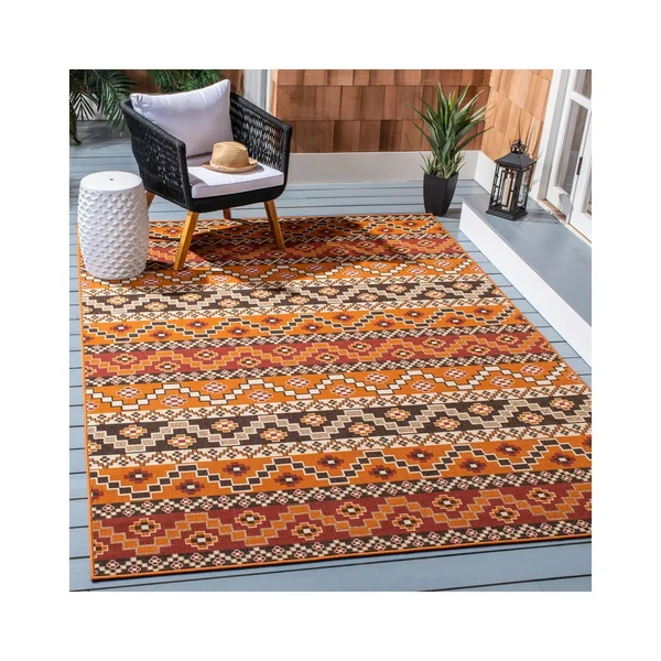 Safavieh Veranda Rust/Red 4 ft. x 6 ft. Border Indoor/Outdoor Area Rug
