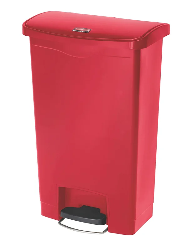 Rubbermaid Slim Jim Resin Step-On Container - Front Step Style, 13 gal, Red