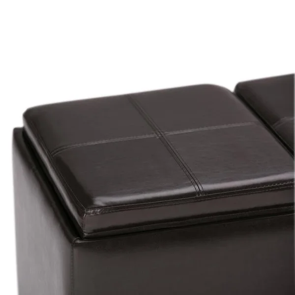 Simpli Home Avalon Linen Look Storage Ottoman - Natural