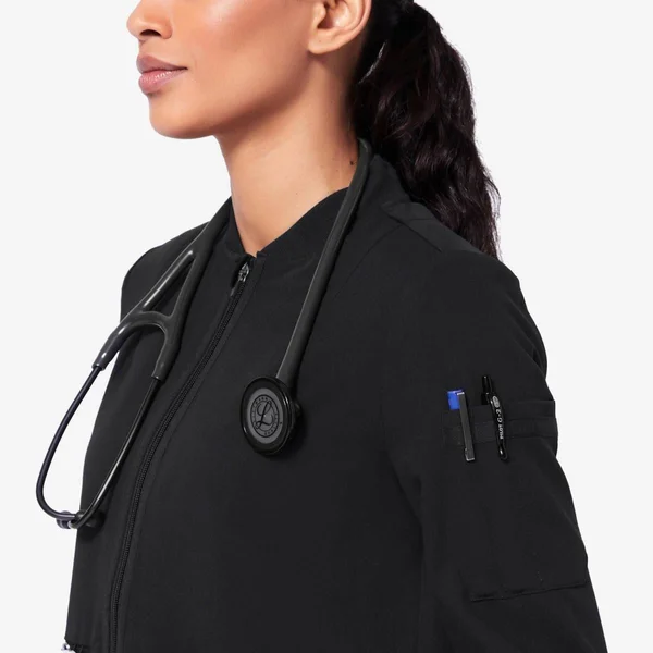 Figs Bellery Scrub Jacket for Women — Black, XXS, XX-Small, XX-Small