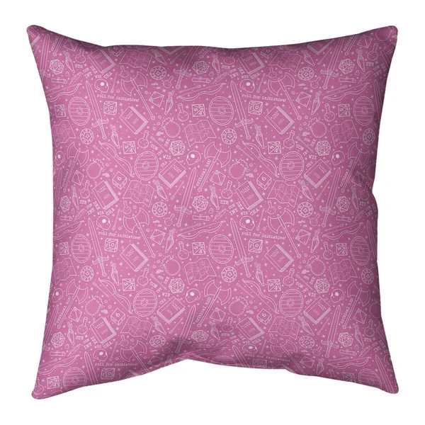 White Accent Classic RPG Pattern Throw Pillow - 18 x 18 - Green & White - Polyester