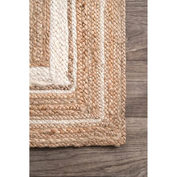 nuLOOM Rikki Braided Border Jute Area Rug, 4& x 6& Oval, Off-White