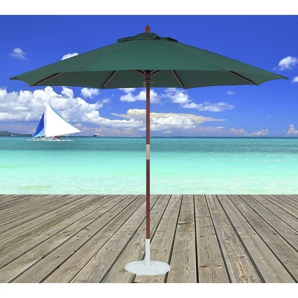 Tropishade 11 ft. Dark Wood Market Umbrella with Green Olefin Cover