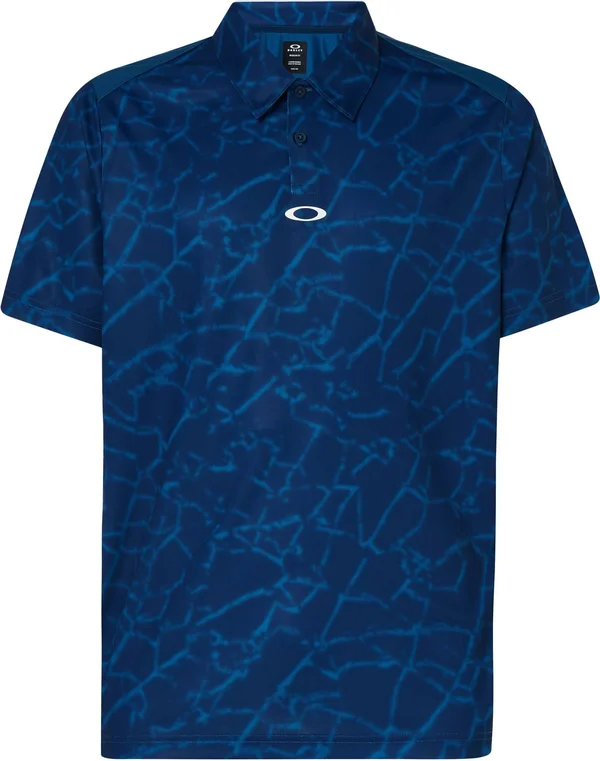 Oakley Broken Glass Mens Golf Polo - 95P Blue Glass, S