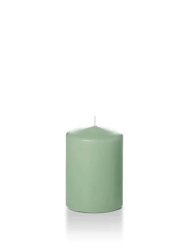Set of 12, Wholesale Pillar Candles - Sage - 3x22X4x22