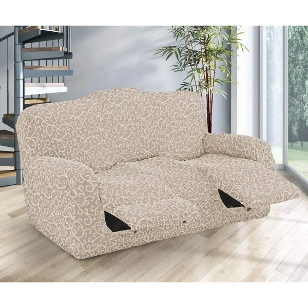 3 Seater Recliner Slipcover - Jacquard 3D Collection Beige Vento