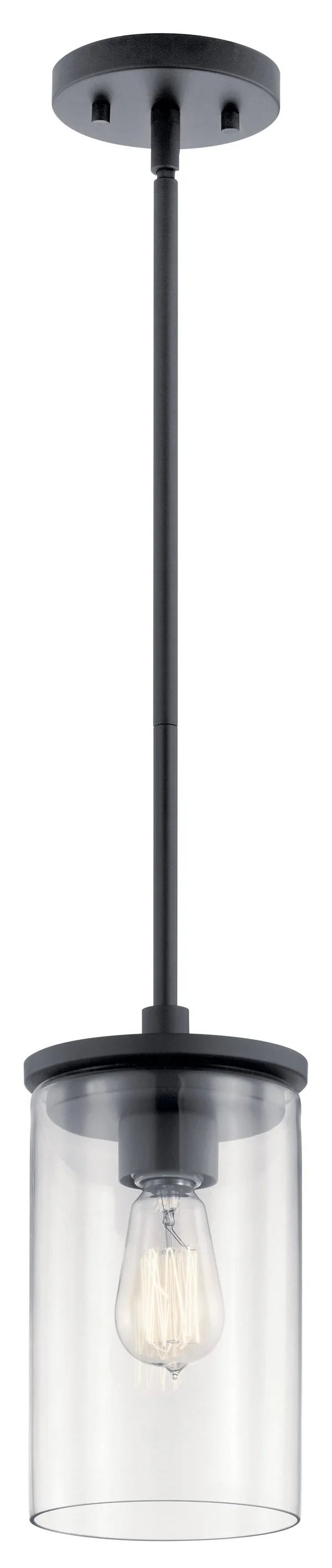 Kichler Crosby Mini Pendant Black 1 Light 43996BK