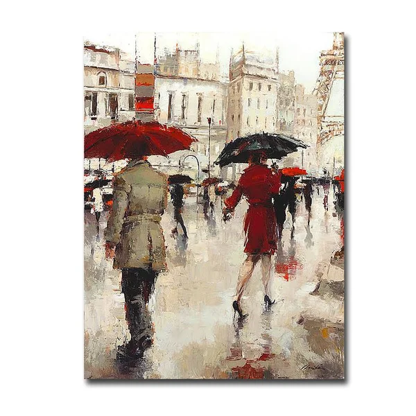 PerfectPillows Parting on A Paris Street by Lorraine Christie Premium Gallery-Wrapped Canvas Giclee Art - 12 x 16 x 1.5 in.