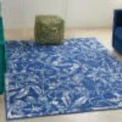 5 x 7 Navy and Ivory Floral Vines Area Rug