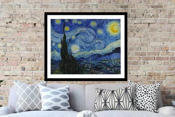 Van Gogh Starry Night Framed Wall Art Print 16x20, Canvas Print