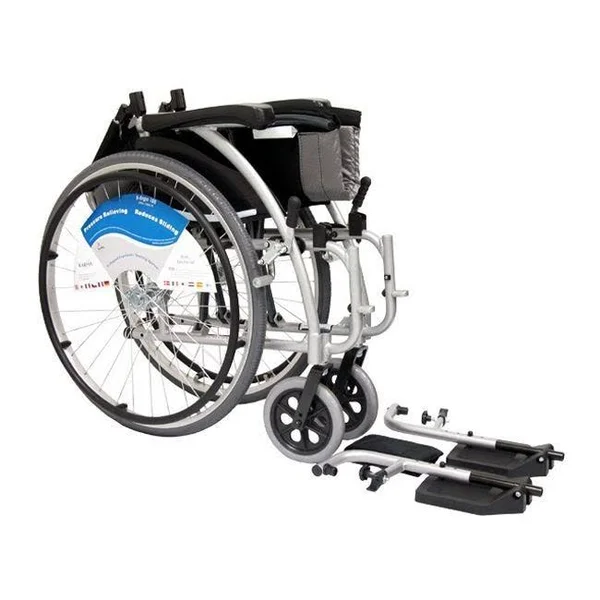 Karman S-Ergo 115 Ultra Lightweight Ergonomic Wheelchair 20x22 Seat - SWG Away Footrest, Quick Release Wheels, Silver