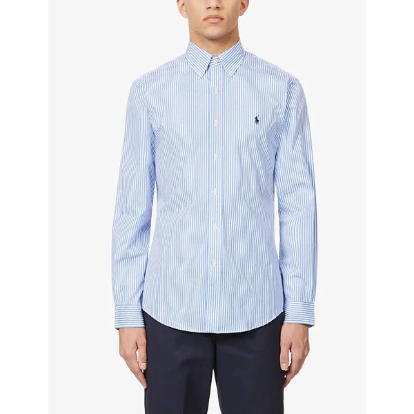 Polo Ralph Lauren Mens Light Blue White Custom-Fit Cotton Oxford Shirt XL