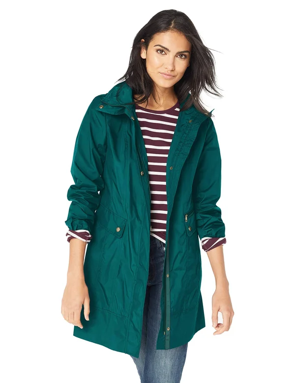 Cole Haan Packable Hooded Raincoat - Pine
