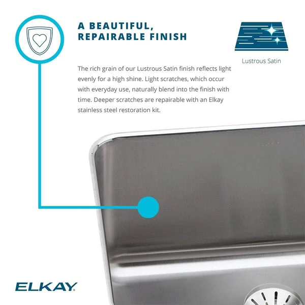 Elkay LR25222 Lustertone Single Bowl Sink