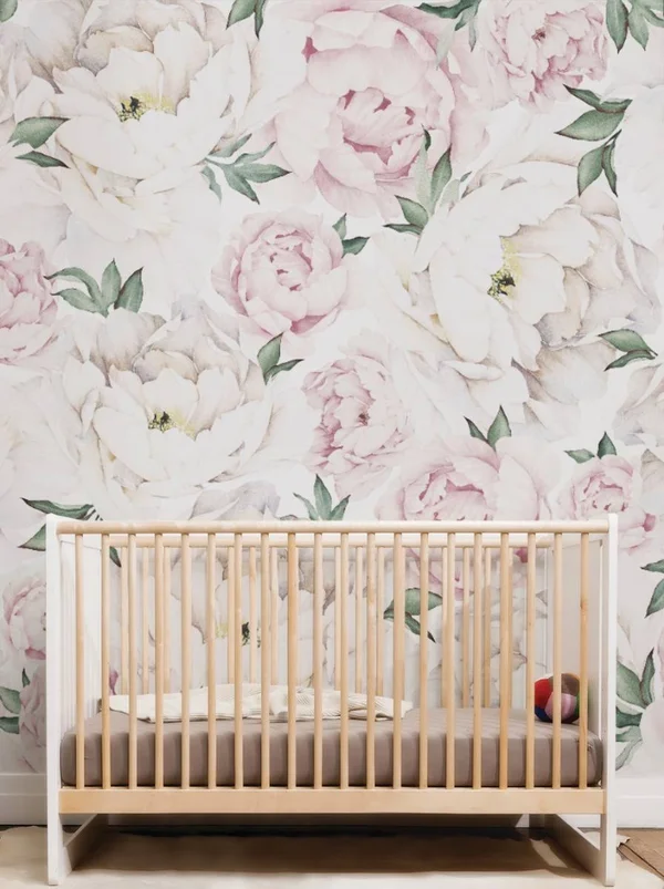 Peony Flower Mural Wall Art Peel and Stick Wallpaper - Pink