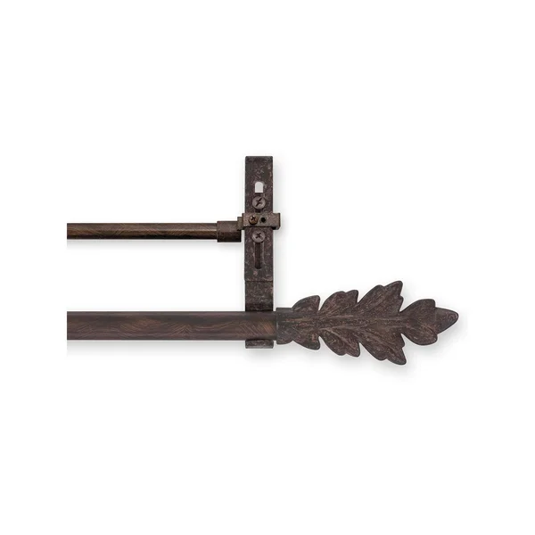 Pinnacle Leaf Convertible Double Curtain Rod - Brown, 74-98