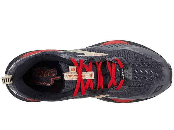 Brooks Men's Cascadia 15 GTX Waterproof Trail Running Shoes, Black/Red