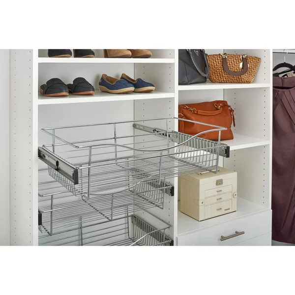 Rev-A-Shelf 24 in. x 7 in. Chrome Closet Pull-Out Basket, Grey