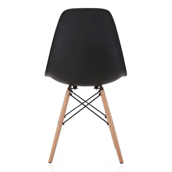 Overstock CozyBlock Set of 2 Molded Black Plastic Dining Shell Chair with Beech Wood Eiffel Legs