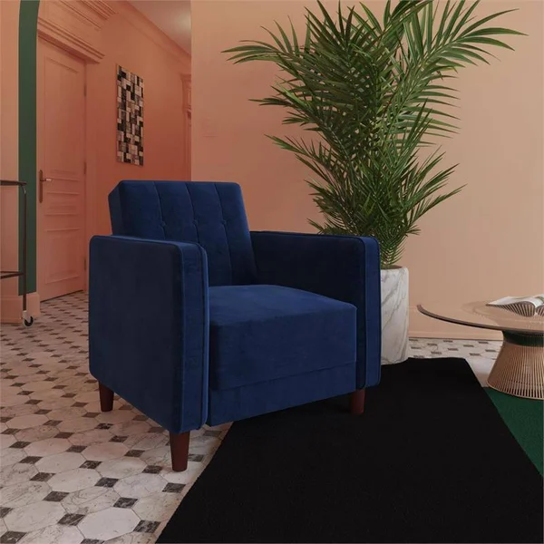 DHP Ivana Tufted Accent Chair in Light Green Velvet