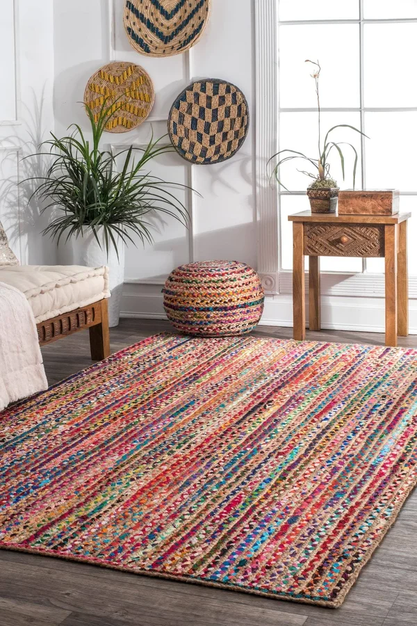 nuLOOM Mgnm05a Aleen Braided COTTON/ Jute 8& x 10& Multi Area Rug