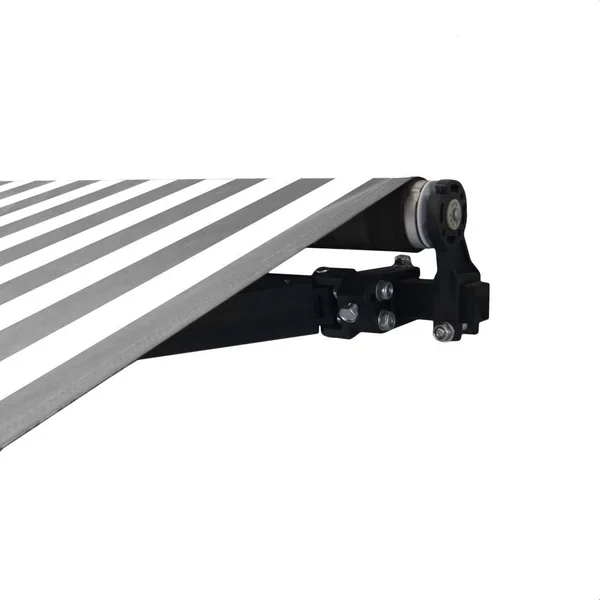 Aleko AB12X10GREYWHT 12 x 10 ft. Black Frame Retractable Home Patio Canopy Awning Grey & White