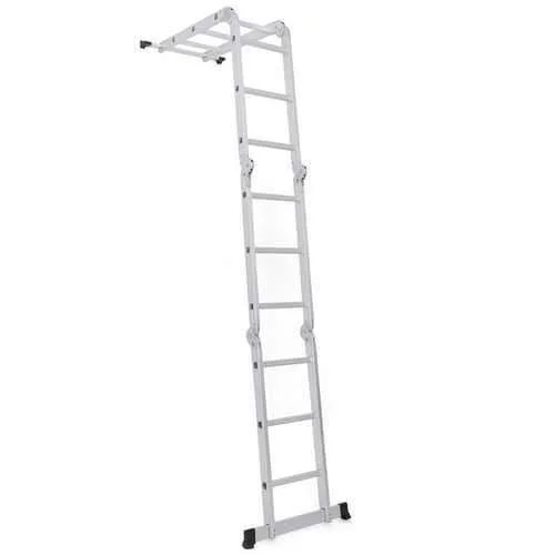 12.5ft EN131 330lb Multi Purpose Step Platform Aluminum Folding Scaffold Ladder