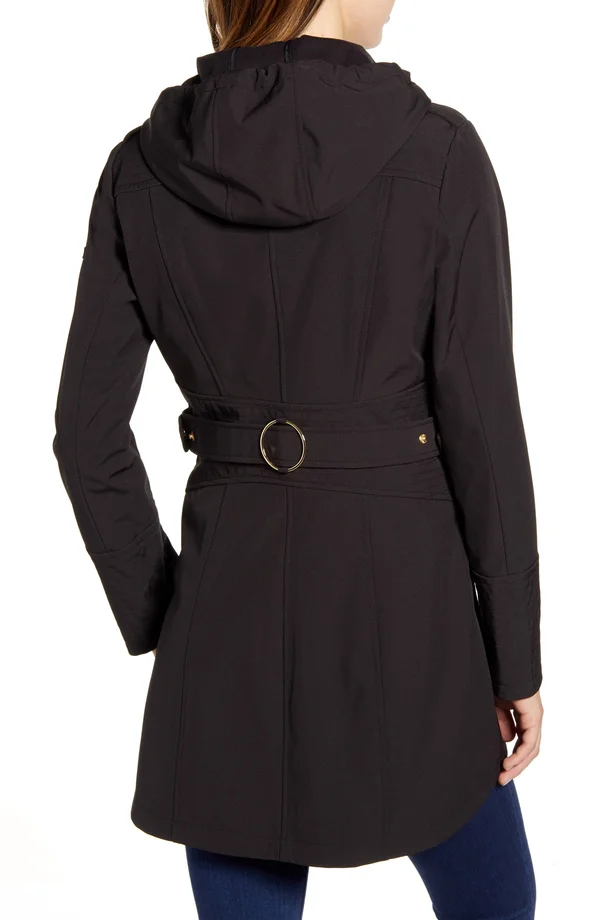 Via Spiga Half-Belt Hooded Soft-Shell Jacket Black