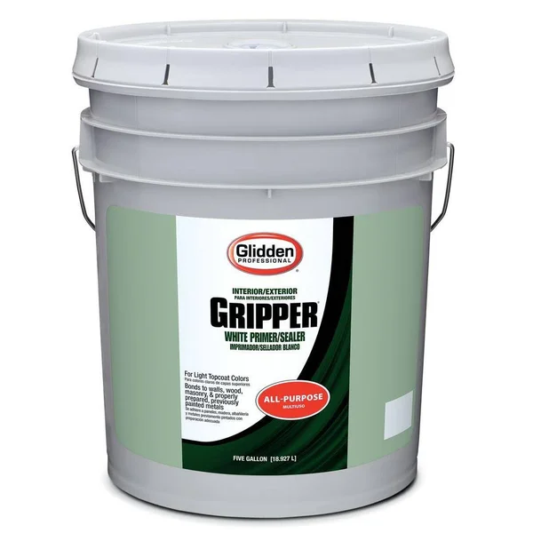 Glidden GL3210 5gal Gripper Interior/Exterior Latex Primer & Sealer, White, 5 Gallon