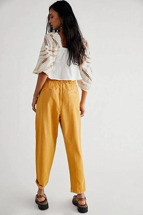 Margate Pleated Trouser by We The Free at Free People in Yellow, Size: S