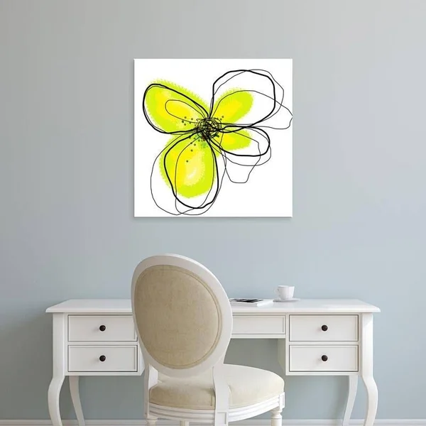 Easy Art Prints Jan Weiss's 'Yellow Petals One' Premium Canvas Art - 24 x 24 - Brazilian Barnwood Frame