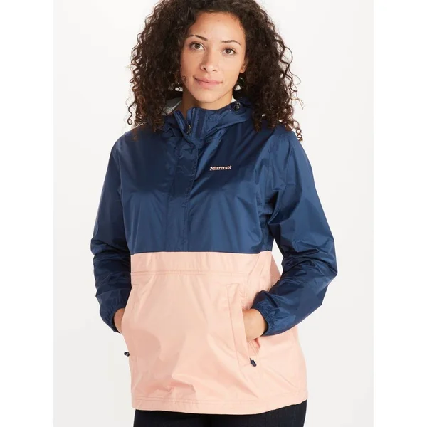 Marmot Women's PreCip Eco Anorak - Large - Arctic Navy - Pink Lemonade