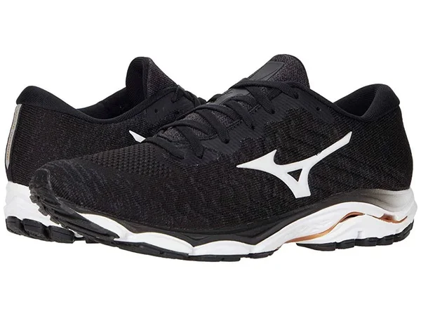 Mizuno - Men's Wave Inspire 16 Waveknit Running Shoe, black-white, Size 15