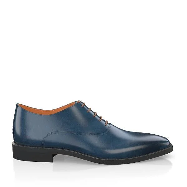 Men's Oxford Shoes Handmade with Blue Leather, Laces 5893 - Custom Design - Girotti