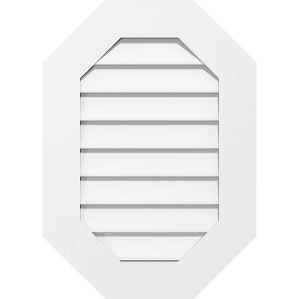 Ekena Millwork GVPOV34X4001SN 34x22W x 40x22H Vertical Elongated Octagon Surface Mount PVC Gable Vent: Non-Functional, w/ 3-1/2x