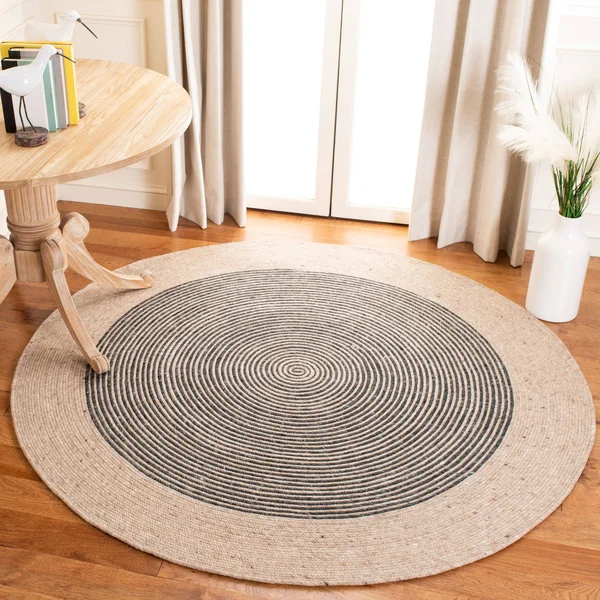 Safavieh Braided Rug Collection BRD904F - Grey, Black - 5& x 5& Round