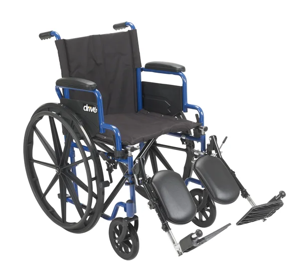 Drive Medical Blue Streak Wheelchair with Flip Back Desk Arms, Swing Away Footrests, 16x22 Seat, 42" x 12.5" x 36"