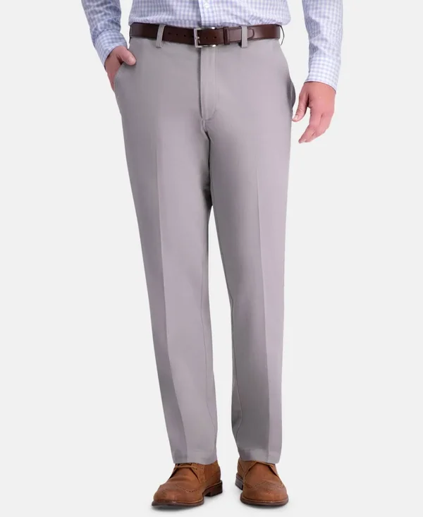 Haggar Men's Premium Comfort Khaki Flat Front Classic Fit Pant