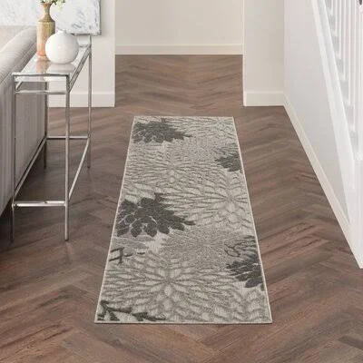 Rosas Floral Silver Gray/Ivory/Taupe Indoor - Outdoor Area Rug Andover Mills Rug Size: Runner 2&3x22 x 8&